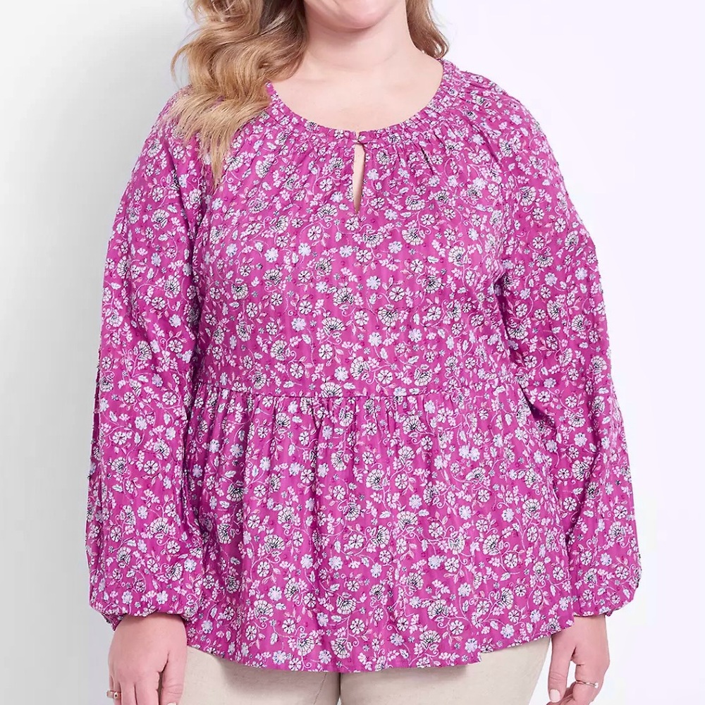 Lane Bryant Pink Floral Blouse